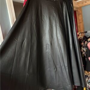 Classic Black Faux Leather A-Line Skirt